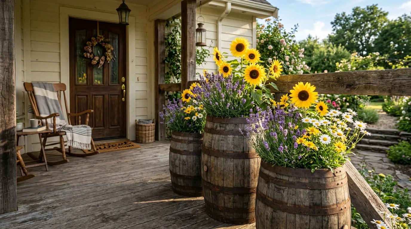 Wooden Barrel Planters